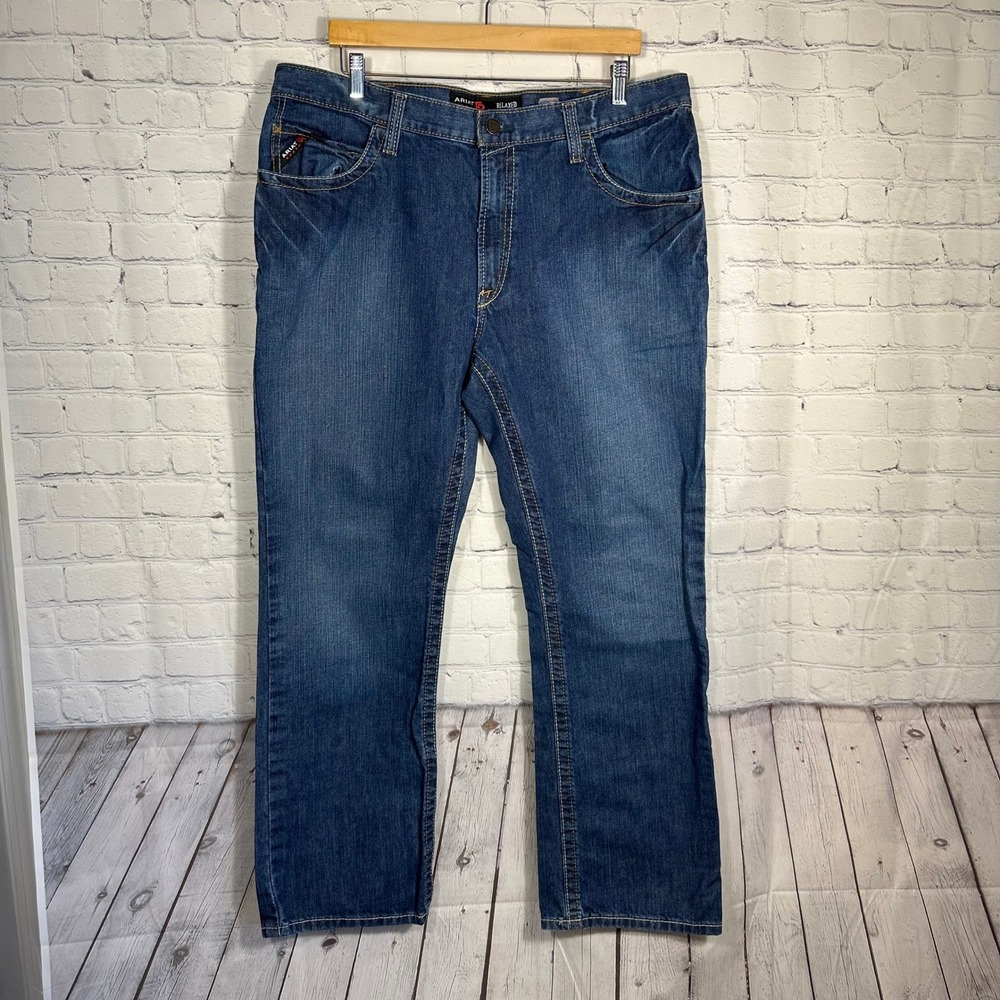 Ariat‎ FR Work Jeans Mens 38x32 Relaxed Straight Leg CAT 2 Flame Resistant Denim